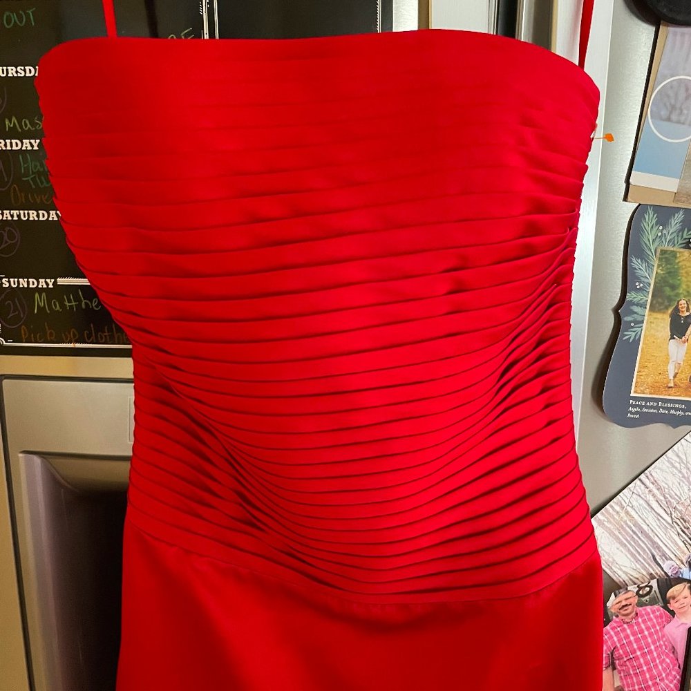 Red Strapless Prom/Pageant Dress (Medium) - Picture 3 of 7